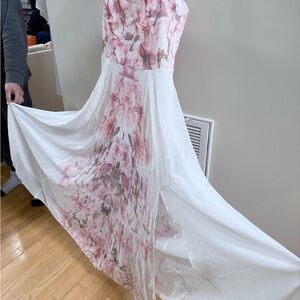 Elegant Floral Pink and White Dress